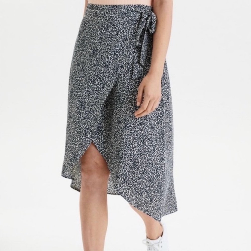 American Eagle Animal Print Midi Wrap Skirt